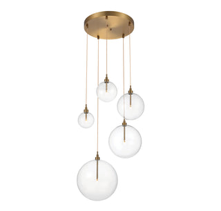 5-Light Pendant in Natural Brass