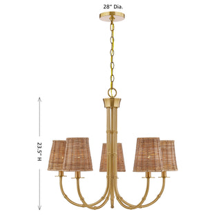 Ashbury 5-Light Chandelier in Warm Brass