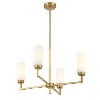 4-Light Chandelier in Natural Brass