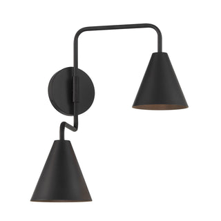 2-Light Adjustable Wall Sconce in Matte Black