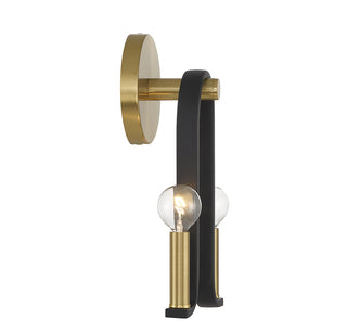 Archway 2-Light Wall Sconce in Matte Black with Warm Brass Accents