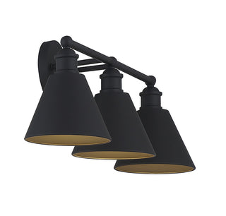 3-Light Bathroom Vanity Light in Matte Black