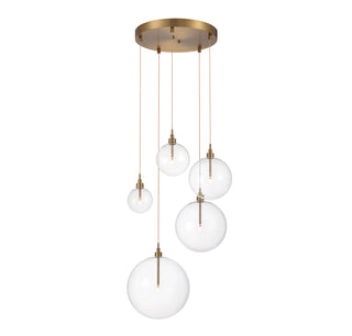 5-Light Pendant in Natural Brass