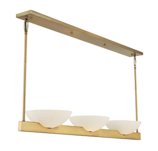 Fallon 3-Light Linear Chandelier in Warm Brass
