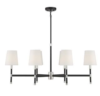 Brody 6-Light Linear Chandelier in Matte Black with Polished Nickel Accents
