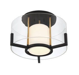 Eaton 1-Light Ceiling Light in Matte Black with Warm Brass Accents