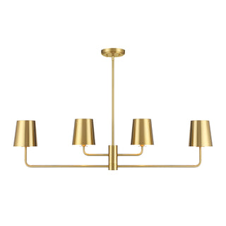 4-Light Linear Chandelier in Natural Brass