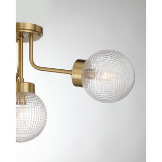 Coral 4-Light Semi-Flush in Warm Brass