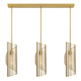 Hillbourne 3-Light Linear Chandelier in Warm Brass