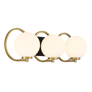 Alhambra 3-Light Bathroom Vanity Light in Matte Black with Warm Brass