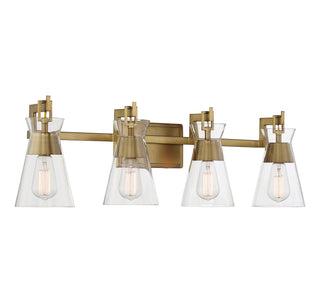 Lakewood 4-Light Bathroom Vanity Light in Warm Brass
