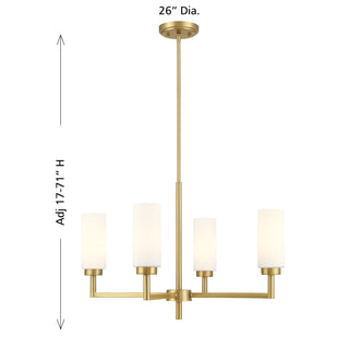 4-Light Chandelier in Natural Brass