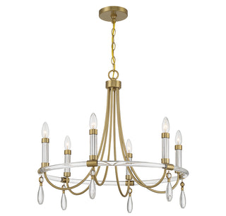Mayfair 6-Light Chandelier in Warm Brass and Chrome
