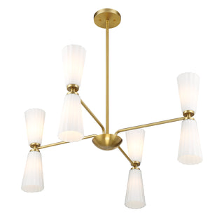 8-Light Chandelier in Natural Brass