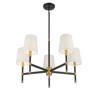 Brody 5-Light Chandelier in Matte Black with Warm Brass Accents