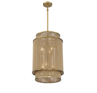 Ashburn 6-Light Pendant in Warm Brass and Rope