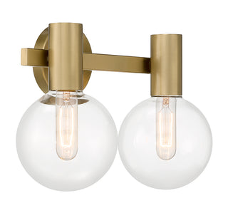 Wright 2-Light Bathroom Vanity Light in Warm Brass