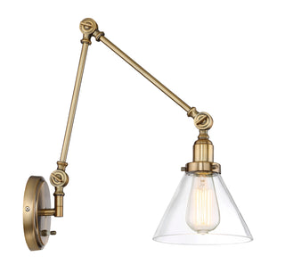 Drake 1-Light Adjustable Wall Sconce in Warm Brass