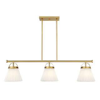 3-Light Linear Chandelier in Natural Brass