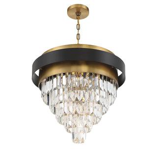 Marquise 4-Light Chandelier in Matte Black with Warm Brass Accents