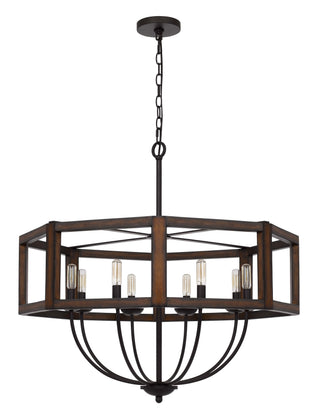 60W X 8 Renton Hexagon Rubber Wood / Metal Chandelier