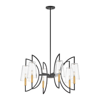 Hanley 6-Light Chandelier in Matte Black and Warm Brass