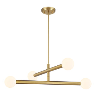 4-Light Chandelier in Natural Brass