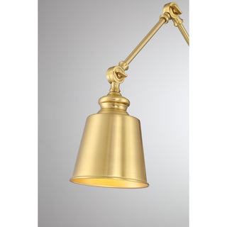 1-Light Adjustable Wall Sconce in Natural Brass (Set of 2)