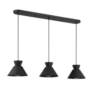 3-Light Linear Chandelier in Matte Black