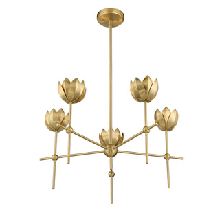 5-Light Chandelier in Natural Brass