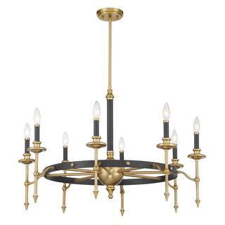 Consulate 8-Light Chandelier in Matte Black and Warm Brass