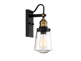 Macauley 1-Light Outdoor Wall Lantern in Vintage Black with Warm Brass