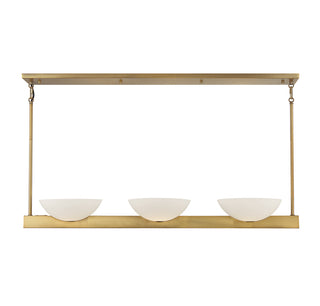 Fallon 3-Light Linear Chandelier in Warm Brass
