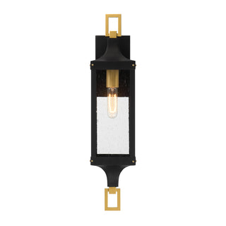 Glendale 1-Light Outdoor Wall Lantern in Matte Black and Weathered Brushed Brass