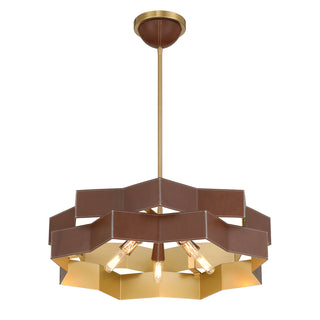 Atherton 5-Light Pendant in Warm Brass