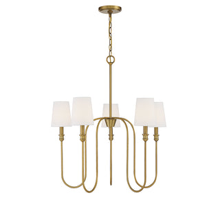5-Light Chandelier in Natural Brass