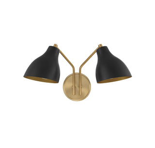 2-Light Wall Sconce in Matte Black with Natural Brass