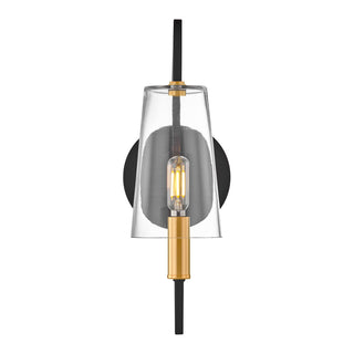 Hanley 1-Light Wall Sconce in Matte Black and Warm Brass