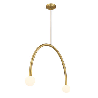 2-Light Chandelier in Natural Brass