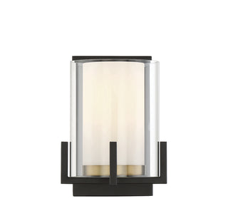Eaton 1-Light Wall Sconce in Matte Black with Warm Brass Accents