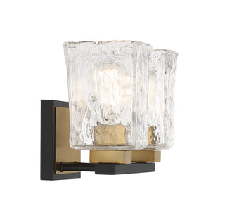 Sidney 2-Light Bathroom Vanity Light in Matte Black with Warm Brass Accents