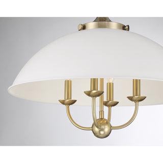 Monterey 4-Light Pendant in White and Warm Brass