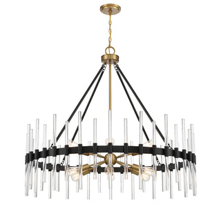 Santiago 12-Light Chandelier in Matte Black with Warm Brass Accents