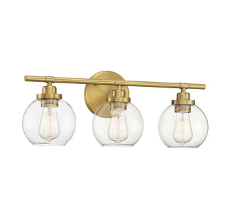 Carson 3-Light Bathroom Vanity Light in Warm Brass