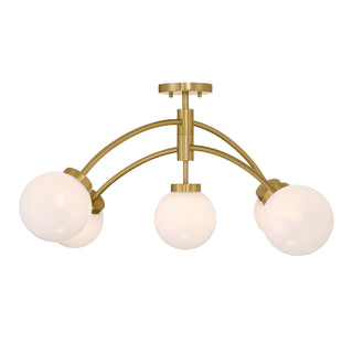Redfield 5-Light Semi-Flush in Warm Brass