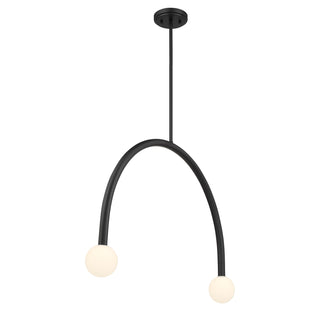 2-Light Chandelier in Matte Black