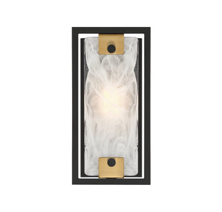 Hayward 1-Light Wall Sconce in Matte Black with Warm Brass Accents