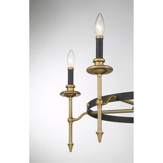 Consulate 5-Light Chandelier in Matte Black and Warm Brass