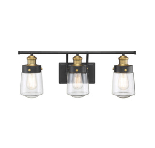 Macauley 3-Light Bathroom Vanity Light in Vintage Black with Warm Brass