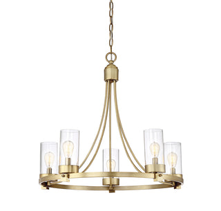5-Light Chandelier in Natural Brass
